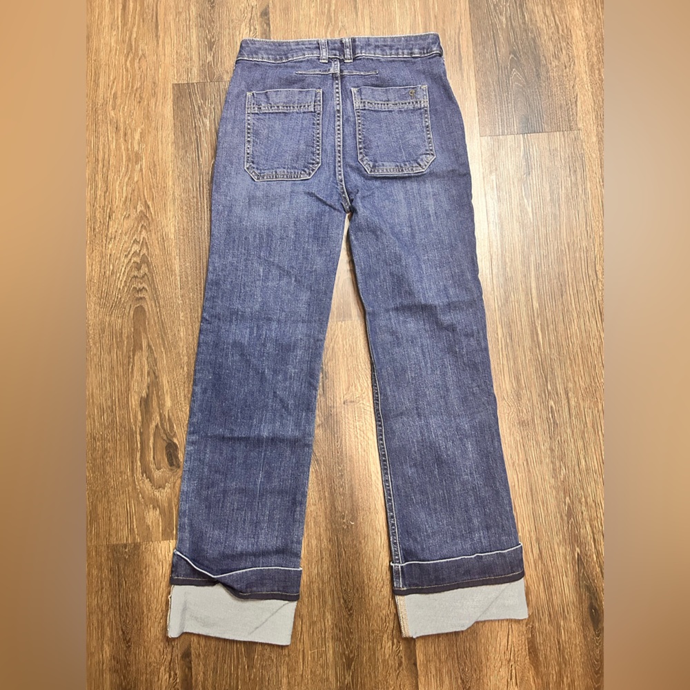 Pilcro Anthropologie Women’s Classic Blue Cuffed Wide Leg Denim Jeans Size 27 - Picture 5 of 6